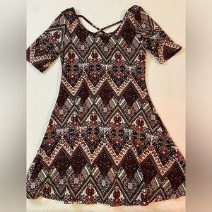 Floral Dress - Red/Maroon/Black - Size Medium - Fits Small